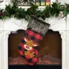 Noel Baba Hediye Çantası Noel Çorap Süsler Kapak Kolye Elk Ağacı Ekose Bezi