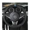 Coprivolante con indicatore azzurro in pelle scamosciata nera per BMW E60 530d 545i 550i E61 2005-2009 / E63 E64 630i 645Ci 650i 2004-2009