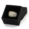 2020 Hiphop CZ rings mens full diamond square 힙합 링 골드 도금 보석 312J