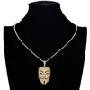 V per un ciondolo di maschera Vendetta con collana hip hop zircone017131295
