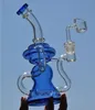 10 pulgadas 3 colores Bong de vidrio doble Perc reciclador perc vidrio Tubería de agua grandes plataformas petroleras reciclador vidrio bong dab rig banger 14MM