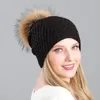 Beanie/Kafatası Kapakları FS 2022 Kış Kadınlar Gerçek Kürk Pom İnci Beanie Hat Sıradan Kadife Kafa Beanies Örme Şapkalar Slouchy Ski Cap1 Eger22