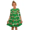 2020 New Family Christmas Clothes Mother And Daughter Matching Dress Medium Sleeve Dress Printing European And American Slim Princess Dress