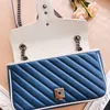 Ladies Marmont Shoulder Bags Style Blue Real Leather Bags Women Crossbody Handbag Chain Wallet Bolsas De Diseño De Lujo De La Marca