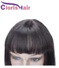 Perruque courte Bob coupe lutin cheveux humains droite brésilienne Remy sans colle perruques avec frange pour les femmes noires T partie naturelle avant dentelle Clos9012854