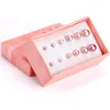 Luxusteel pinkwhite Süßwasserperlenstollen Ohrring -Sets Edelstahl 6Pairs -Boxen Ohrringe für Frauen Pendientes Mujer Party6724486