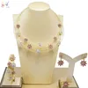 Yulaili Dubai Giori set di gioielli in oro per donne Orecchini di collana di cristallo Flower Flore