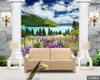 Moderne 3D-Tapete, 3D-Wandbild, Traum, europäische römische Säule, Lavendel, romantische Landschaft, dekorative Seiden-Wandbild-Tapete
