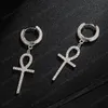 Fashion Gold Plated Bling CZ Prong Setting Cross Earrings for Girls Women Hip Hop Jewlery Nice Gift for Friend