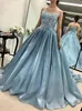 New Light Blue Puffy Quinceanera Dresses Ball Gown Sweetheart Satin Appliques Lace Party Sweet 16 Dresses vestidos de 15 anos