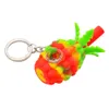 TOPPUFF Beautiful Pineapple Shape Glass Bowl Silicone Tobacco Smoking Pipe Creative Mini Smoking Herb Pipe Key Chain Portable In Outdoor