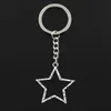Moda 20pcs / lot Anahtarlık Anahtarlık Takı Gümüş Kaplama Hollow Yıldız Charms kolye anahtar aksesuarları