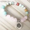 Tennis Fleur De Lotus Bracelets À Breloques Pour Femmes Yoga Namaste Bracelet Rose Quartzs Amazonite Pierre Poignet Bracelet1