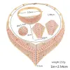 مجوهرات زفاف دبي الذهبية الفضية مجموعات مجوهرات الكريستال قرط الحلقة الحلقية النيجيرية حفل الزفاف المرأة مجموعة المجوهرات