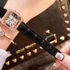 2021 женские часы для женщин кожаный кварцевый наручные часы женские женские моды роскошные алмазные квадратные часы Zegarek Damski