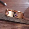 女性男性カップルCZクリスタルリングジュエリーアニリオスムヤーのための愛の指輪ステンレス鋼のローズゴールドの指輪の色