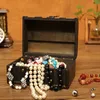 Bolsas de joias bolsas baú de tesouro retrô vintage caixa de armazenamento de madeira estilo antigo organizador para guarda-roupa berloque fivela1294n