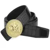 Cinturones de moda con hebilla redonda de Cobre dorado y León de alta calidad para hombre, correa de cintura informal de cuero genuino mxPt5082522