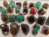 Frauen Bunte Tibet Silber Türkis Stein Charme Ringe Großhandel Modeschmuck Ring Neue Gemischte Lose 25 teile/los