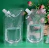 NEW 500ml Stand-up Plastic Drink Packaging Bag Spout Pouch for Beverage Liquid Juice Milk Coffee Clear Bag Free shipping