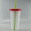 710 мл изменение цвета Cupphermochromic Cup Plasticle Plasting Tumblers Color Изменить PP с крышкой и соломой 5 шт. / Установите смешанный цветной корабль на океаном