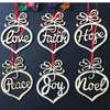 Pendenti dell'albero di Natale Pendenti di Natale Lettera Pendente di legno Ciondolo del cuore Bubble Ornamenti Decorazione Appeso Regalo Decorazione del partito 6pcs / set HH7-1403