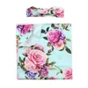 Couverture d'emmaillotage florale pour nouveau-né de 0 à 3 mois, 2 pièces, pour filles et garçons, bandeau pour emmailloter