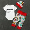 Baby Boy Kläder 2020 Vår Höst Barnkläder Satser Kortärmad T Shirt Romper Hat Byxor 3PCS Boys Suit Cotton Toddler Boys kläder