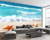 Living 3D Tapeta HD Seaside Beach Fale Starfish Shells Salon Sypialnia WallCovering HD Tapeta