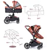 Baby Stroller Fashion Luxury 3 Designer in 1 Travel System Folding Combo 360 Degree Swivel &car Seat Brand Comfortale Soft Suit elastic