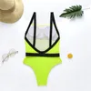 Neon żółty pasek klamra jednoczęściowa stroje kąpielowe seksowne seksowne bikini 2020 Summer Monokini High Cut Kathing Kączku Kosze Bathers6414341