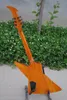 2020 new customized goose shaped explorer shaped electric guitar, sun flame fingerboard inlaid peach core body free of shipping