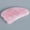 Strumento per massaggio con giada in pietra di quarzo rosa naturale al 100% Guasha Board Gua Sha Trattamento viso Pietra raschiante Cura sana