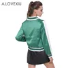 Varsity Cues Veste Brodée Femme Veste Femmes Manteau Vert Bomber Vestes Femmes Automne Baseball Bomber