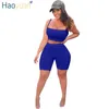 HAOYUAN Sexy 2 Piece Set Women Spaghetti Strap Crop Tops+Shorts Sweat Suits Summer Outfits Two Piece Matching Casual Tracksuit