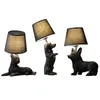 Noord-Europa retro slaapkamer bedlampje creatieve studie decoratieve lamp kinderkamer dier puppy hars tafellamp