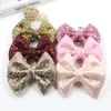 A853 Infant Babies Girls Sequins Bowknot Hair Bands Headband Sequins Headwear Glitter Bow Children Baby Princess Headwraps