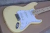 Chitarra elettrica gialla latte personalizzata di fabbrica con tastiera in acero, battipenna bianco, hardware cromato, personalizzabile