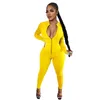 Fashion Women Jumpsuit Solid Color Long Sleeve Zipper Rompers Summer Bodycon Jumpsuits One Piece Bodysuit Night Club Romper Best Sale