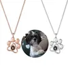 Custom Pet Photo Colectance Ожерелья следы Cat Dog Paw 100 Языки Я люблю тебя Ожерелье Проекционная память Ювелирные Изделия