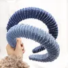 Fashion Solid Blue Denim Gepolstertes Stirnband für Frauen Neuer Stil Metallkette Haarbänder Mädchen Breites Haarband Haarschmuck Statement279S