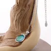 Ny design silverpläterad känslomässig kontroll humör färgförändring hängande halsband för kvinnans gåva