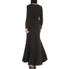 Costumi da bagno da donna Lady Musulmano Donne Nero Ricamo Allentato Allentato Manica lunga Neck Neck Festival Dress Hijab Sera Falso 2 pezzi Abbigliamento islamico1