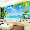 Custom Bakgrundsbilder Foto Island Seaside Scenery Wallpapers 3D TV Bakgrund Vägg Modern Bakgrund för vardagsrum