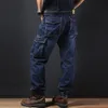 Jeans pour hommes ABOORUN Plus Taille 40 Casual Cargo Denim Pantalon Multi Poches Skateboard Lâche Pour Homme R1258