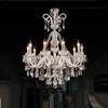 モダンクリアホワイトカラークリスタルシャンデリア光沢サラDe Cristal Modern Chandelier照明寝室クリスタルペンダントライトシャンデリア