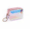 DHL100pcs 소녀 PU 레이저 홀로그램 귀여운 플랩 투명 최소 동전 지갑 믹스 컬러