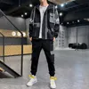 Men's Jackets Youth Cardigan Jacket Sports Leisure Loose Sweater Handsome Hooded Suit Color-blocking Outdoor