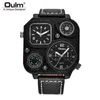 Oulm New Fashion Men039s montre une boussole décorative et un thermomètre Watch Two Zone Casual Pu Wristwatch6813181