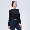 luyogasports lu قمم اليوغا تتسابق الرياضة رياضة اللياقة البدنية longsleeve المرأة قميص سترة فضفاضة صالح الجبهة الصليب الجري accordwear تي شيرت الملابس